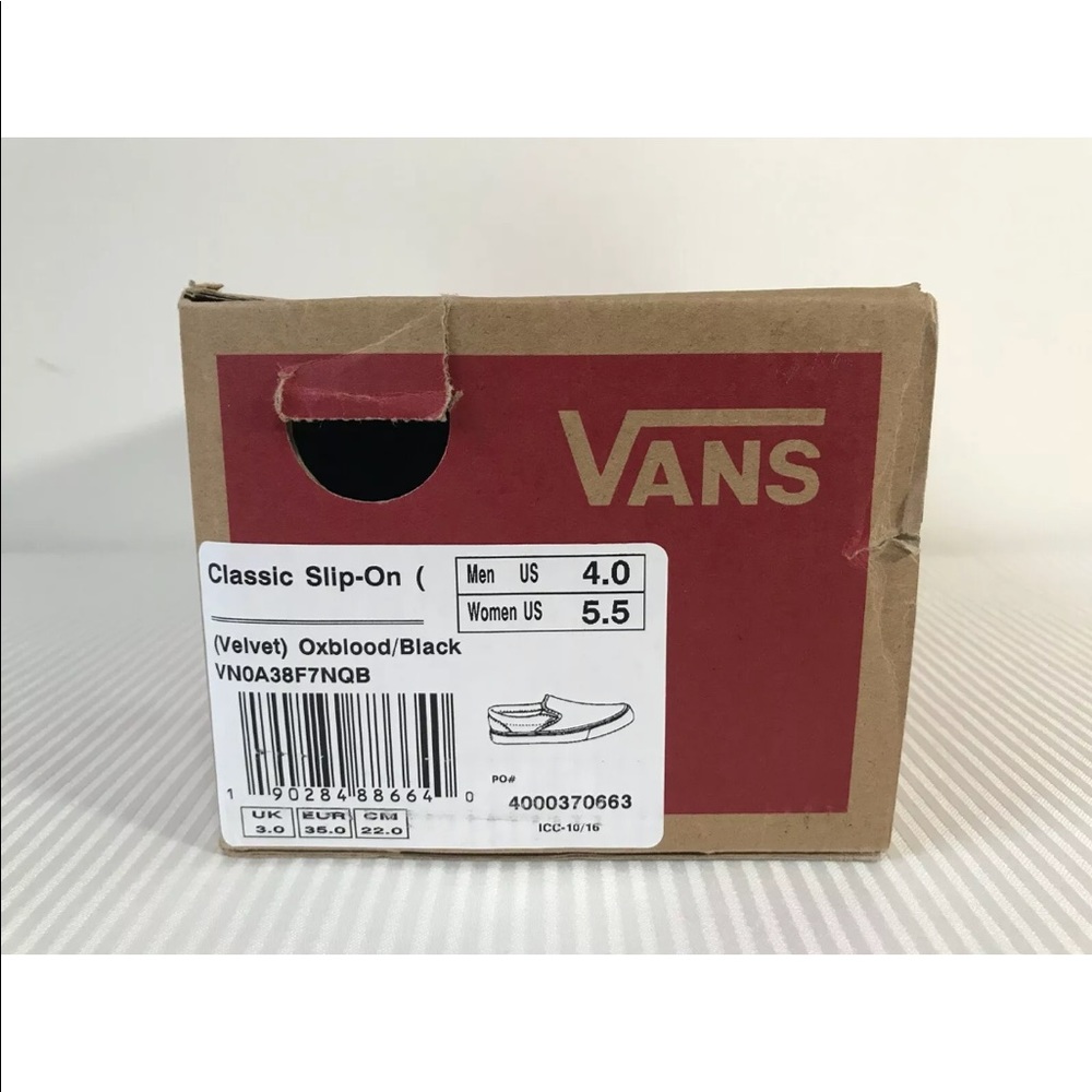 Vans Classic Slip-On Velvet Oxblood Sneakers NWB - Picture 7 of 7